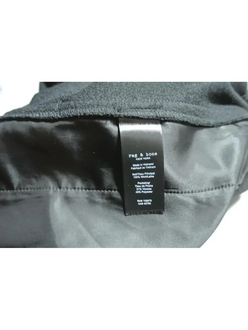 NEW, Rag and Bone Melanie Japanese Wool Pants in Black Sz L #S7537 - Picture 7 of 9